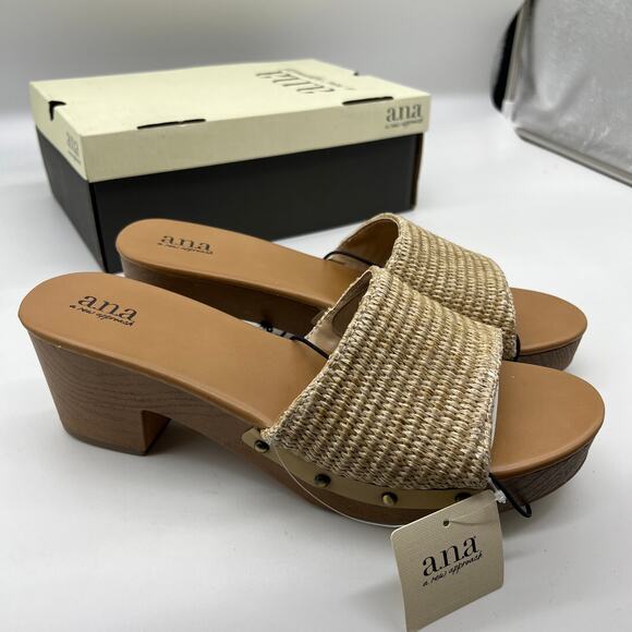 a.n.a Womens Robinson Heeled Sandals Natural Brown Size 11M - Picture 1 of 12